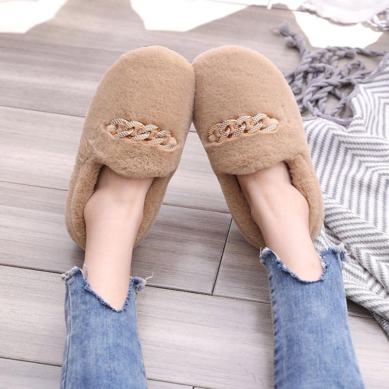 Autumn and Winter Pure Cotton Slippers Indoor Non-slip Soft-soled Shoes Warm Simple Plush Cotton Shoes