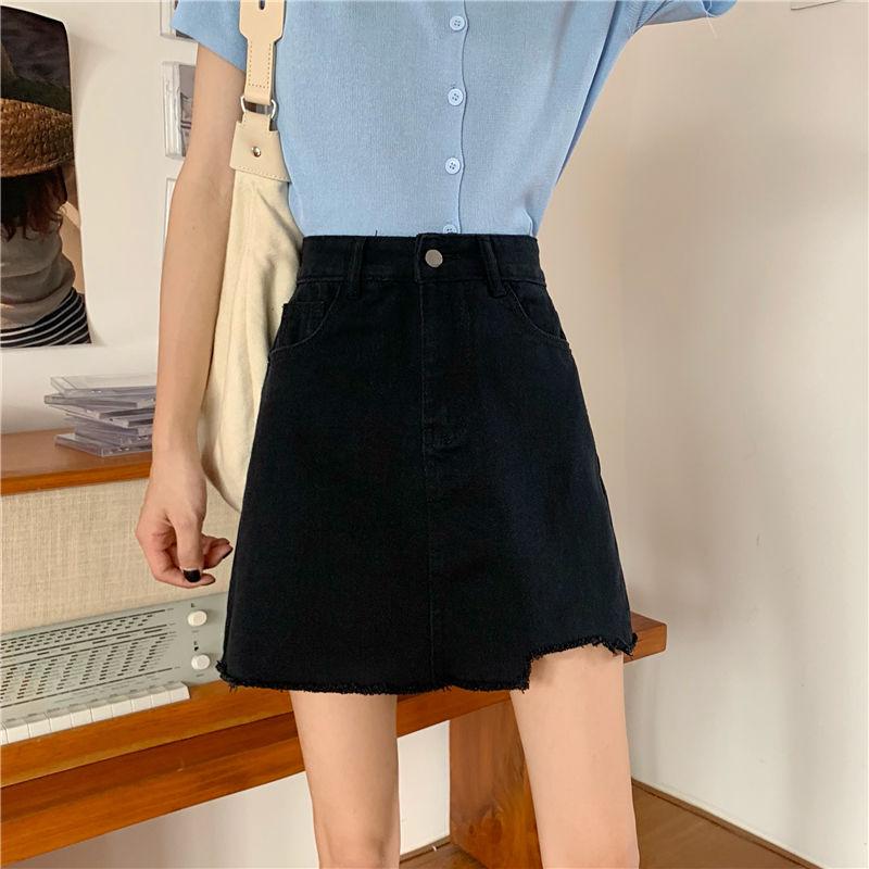 Summer Woman Skirt Korean Style High Waist A-line Irregular Denin Skirt For Girl