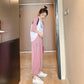 Cute Casual Sportswear Suit Female Summer Two-piece Suit Loose Cool Round Neck Short-sleeved T-shirt + Loose Sports Pants Fabric Light and Breathable