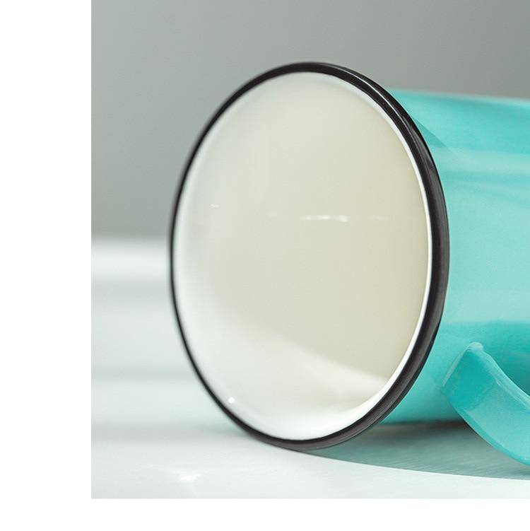 3 Colors Cartoon Ceramic Mug 300ML Student Breakfast Milk Coffee Cup with Handle Retro Imitation Enamel Mugs Office Gift