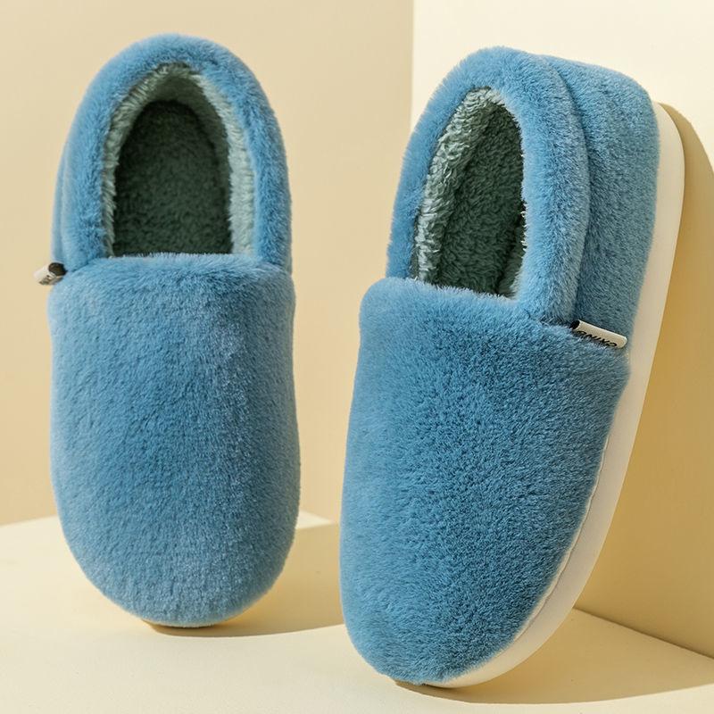 Winter House Women Fur Slippers Soft Memory Foam Sole Cute Cartoon Bedroom Ladies Fluffy Slippers Couples Plush Shoes