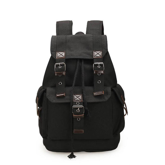 Men Large Backpack Solid Cotton Fashion Male Zipper  Rucksack Sports Travel Hiking School Bag
