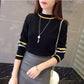 Women's Knitted Bottoming Shirt Autumn Winter All-match Elastic Slim Pullover Round Neck Jumper Top