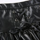 Lace-up Leather Skirt Women's PU High Waist Bow Knot Slim Fit Pleated Skirt Spring and Summer Women's Clothing