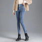 Fleece High-waist Jeans Women's Feet Winter Slim Slimming Skinny All-match Pencil Thickened Pants Warm and Windproof Single-breasted