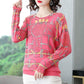 Plus Size Women Woollen  Sweater Printed  Knitted Pullover Sweaters O-Neck Loose Warm Jumper Outwear