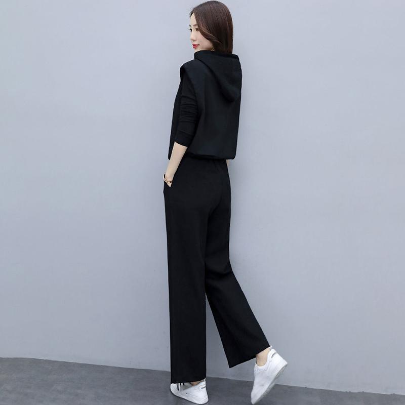Suit Women's Temperament Is Thin Wide-leg Pants Casual Women's Three-piece Loose Wide-leg Pants + Hooded Sleeveless Waistcoat + Lining
