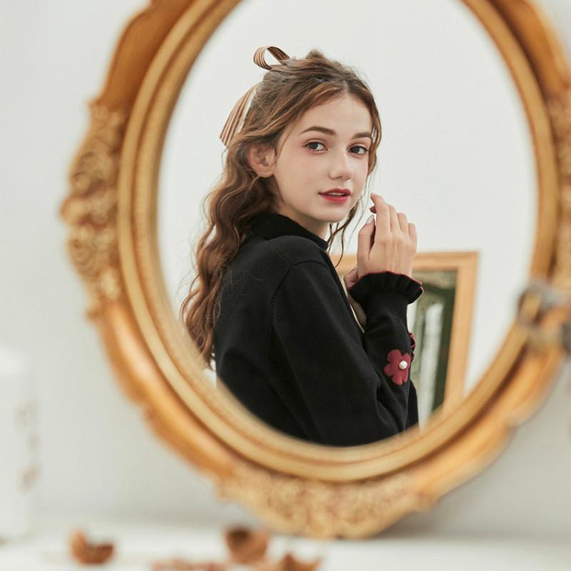 Pofulove Base Sweater Turtleneck Autumn and Winter Sweet Embroidery Long-sleeved Pullover Sweater