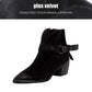 Vintage Pointed Suede Boots British Style Soft Chelsea Boots Thick Heel Plus Velvet Ankle Boots