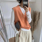 Autumn and Winter Ladies Sweater Vest Warm Korean Casual Loose Retro V-neck Sleeveless Knitted Waistcoat Wool Vest Vest