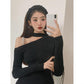 Knitted Dress Women's Bottoming Dress Bag Hip Skirt with Temperament Slim Sexy Strapless Long-sleeved Bottoming Skirt