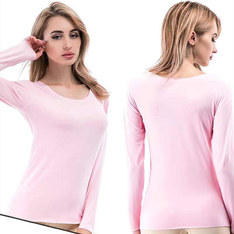 Women Winter Autumn Thermal Underwear O-neck Tops Female Tight Thicken Windproof Seamless Pajamas Soft Lining Long Sleeve High Elasticity Slim
