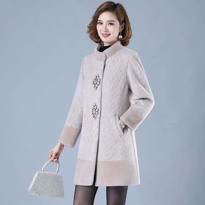 Plus Velvet Thick Mink Velvet Coat Female Middle-aged Mother Winter Coat Western Fashion