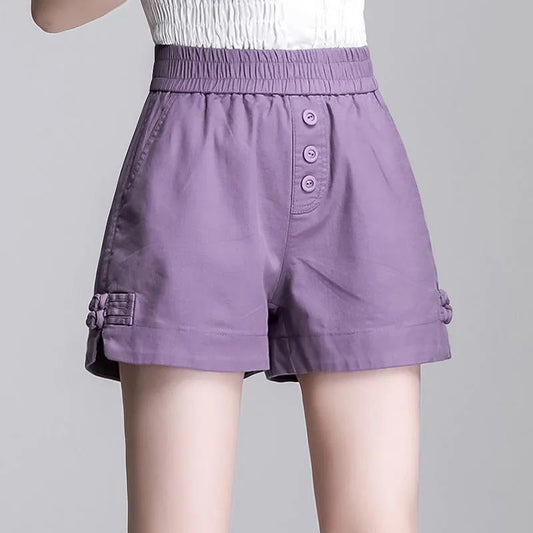 High Waist Shorts Women Summer Thin Section Fashion Slim Straight Casual Wide-legged Elastic Waist Outer Wear Women's Pants
