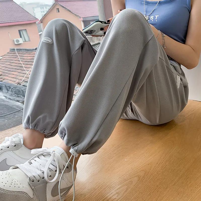 Women's Trousers with Feet Loose Wild Trend Summer Thin Section INS Women's Harajuku Style Wide-leg Sports Sweatpants Women