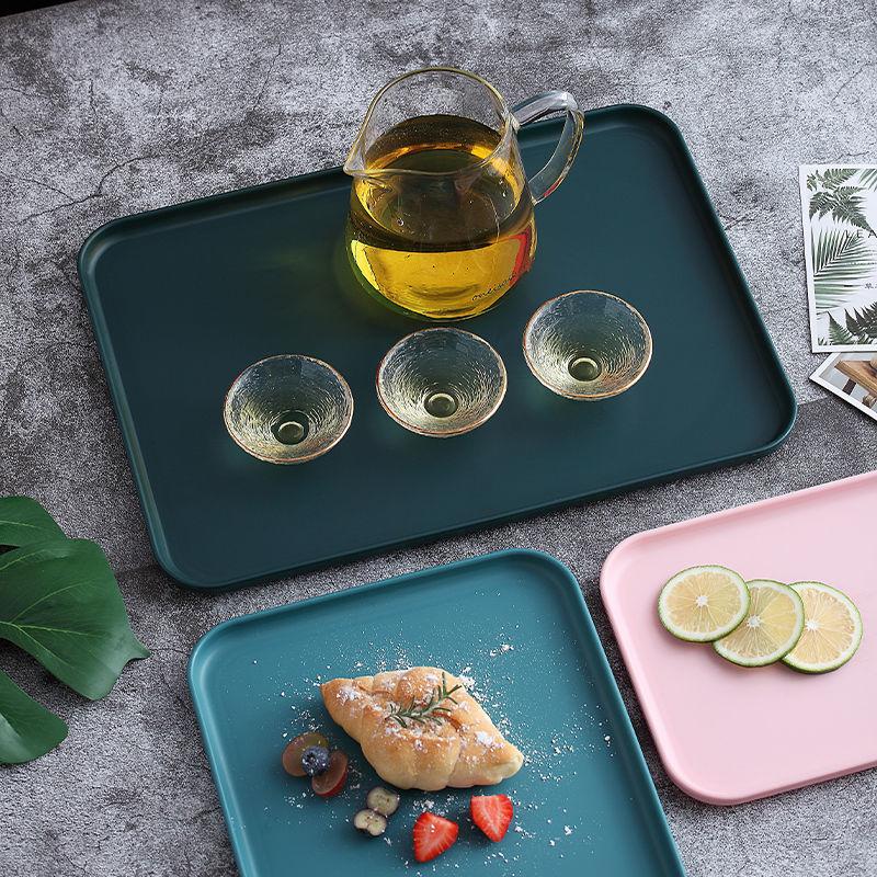 Tea Tray Plastic Tray Rectangular Household Dumplings Cake Bread Special Tray Living Room Fruit Tray Nordic Ins
