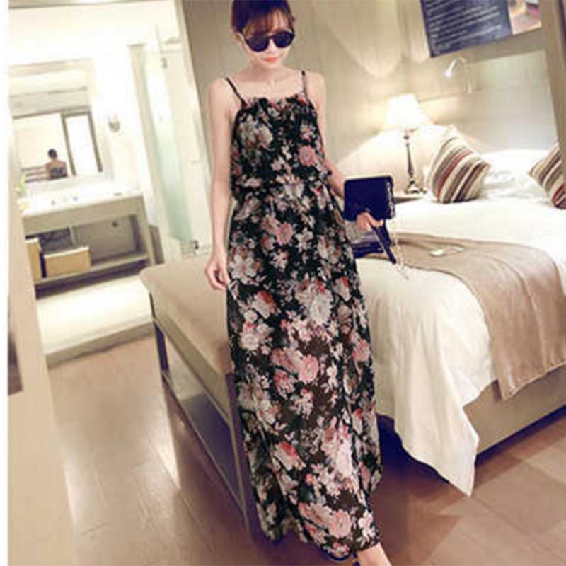 Pofulove Women Summer Dress Set Long Sleeve blouse Long Floral slip Dress Two-Piece Top Dress suit