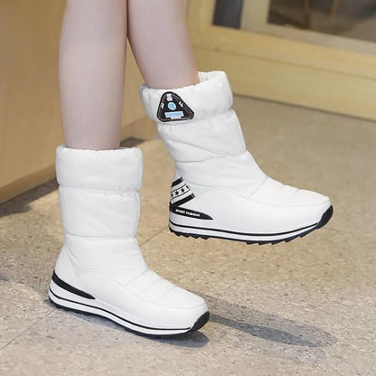 Ski Boots Women Winter Outdoor In The Tube Waterproof Non-slip Travel Snow Boots Plus Velvet Warm Plus Size Boots