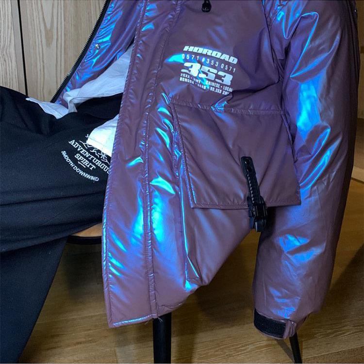Shiny Cotton Jacket Men's Hooded Hong Kong Style Jacket Korean Version of The Trend of All-match Warm Jacket Winter Loose Casual Padded Jacket