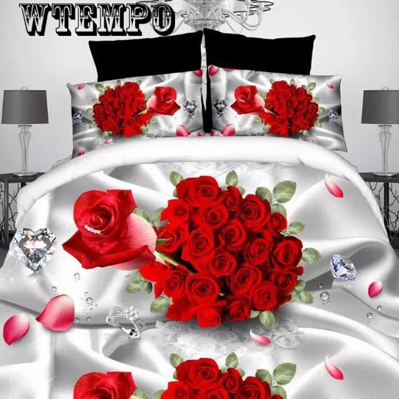 Bedding soft household items set four-piece 3D printing quilt cover comfortable bedroom