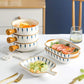 Japanese-style Hand-painted Handle Plate Bowl Creative Net Celebrity Baking Baked Rice Binaural Baking Tray Oven Special Ceramic Tableware Set