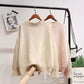 Autumn and Winter Sweater Women's Hedging Loose Solid Color Petal Collar Base Sweater