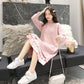 Autumn and Winter Plus Size Mid-length Dress Mid-length Thick Loose Base Skirt Half High Neck Knitted Sweater Dress