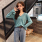 Spring and Autumn Clothing Net Red Knitted Cardigan Female Korean Version of The Western Style V-neck Wild Long-sleeved Bottoming Shirt Top
