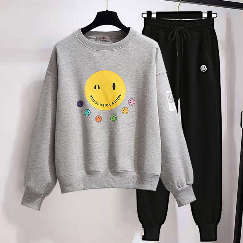 Spring and Autumn Thin Suit Female Student Sports Loose Long Sleeve Sweater Casual Sports Sweater Pants Two-piece Tide