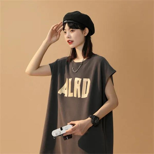 Sports Vest Female Summer Wear All-match Thin American Basketball T-shirt Japanese Broadband Cut-sleeve Top Casual Fitness Jogging Sleeveless T-shirt