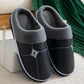 Lovers PU Lint Slippers Household Waterproof Thick-soled Warm Cotton Slippers Winter Indoor Couple Hair Slippers