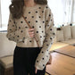 Autumn and Winter Knitted Jacket Long-sleeved Loose All-match Jacket Short Spotted Women's Bottoming Shirt