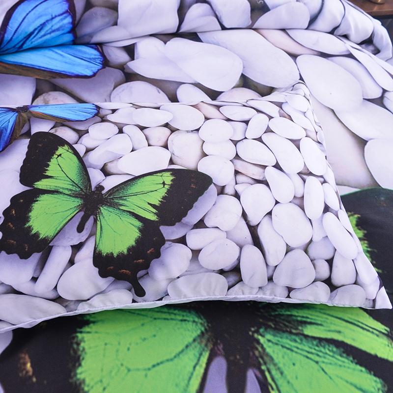WTEMPO 3D Butterfly Bedding Sets Summer Holiday Style Cobblestone Design Duvet Cover Pillowcase 2/3P