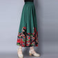 Four Seasons Skirt Stitching Ethnic Style Women's Skirts Cotton and Linen Large Swing Mid-length Skirt Retro Was Thin