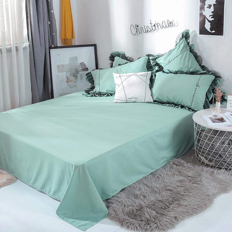4 PCS Breathable Bed Cover Skin-friendly Cotton Bed Decoration Lace Wedding Bedding Set