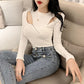 Scheming Zipper Stretch Fashion Top All-match Slim Solid Color Jacket Long-sleeved Knitted Sweater Design
