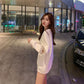 Round Neck Heavy Industry Sweater Women Autumn Loose Long-sleeved Shirt Letter Stitching Fashion Sweater