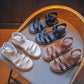 Girls Sandals Girls Summer Soft Sole Low Heel Roman Hollow Beach Sandals Anti-slip Solid Color Casual Princess Sandals