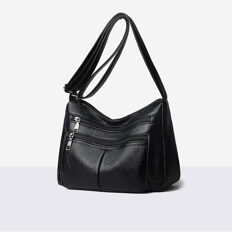 Women Multi-Layer Crossbody Bags Portable PU Leather Large Capacity Classic Soft Surface Casual