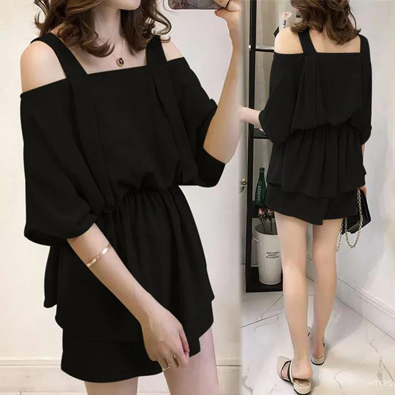 WTEMPO Solid Color M-XXXXL 2pcs Suit Spring Summer Women's Plus Size Boat Neck Loose Casual Two-piece Set
