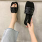 Fairy Style Slippers Indoor and Outdoor Flat-bottomed Wild Korean Round Side Open-toed Sandals and Slippers