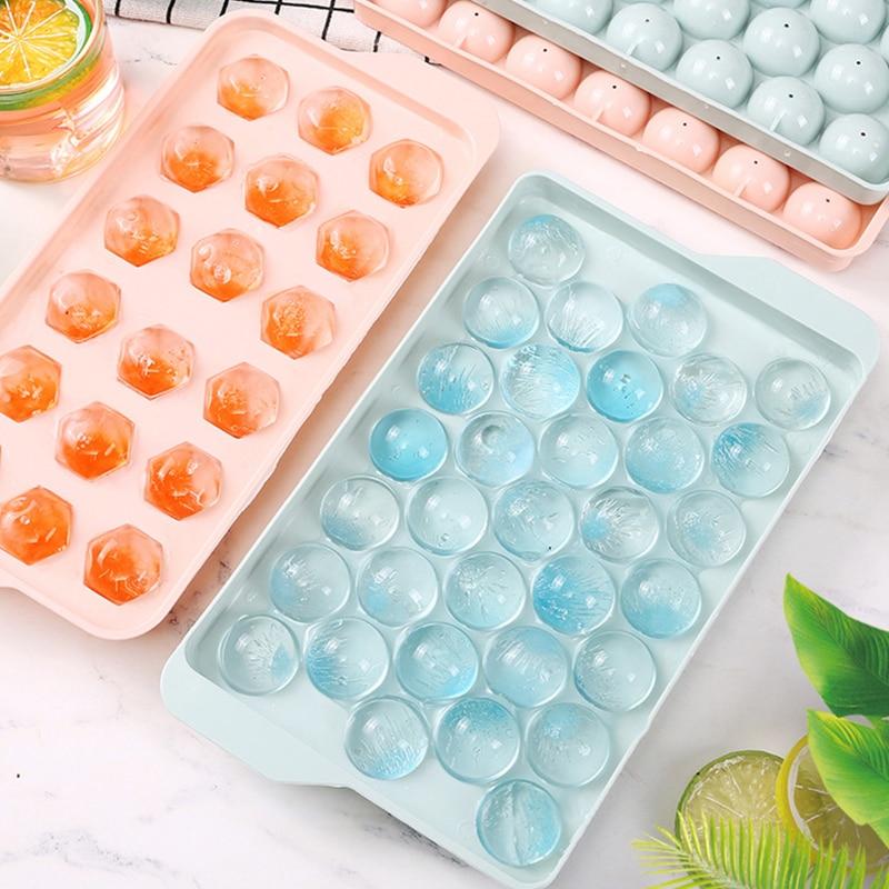 Reusable Ice Ball Mold Ice Trays for Freezer with Lid, Sphere Rhombus Honeycomb Ice Trays for Whiskey
