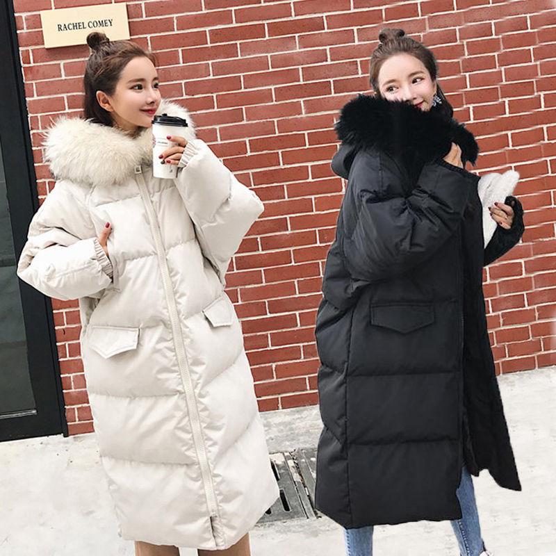 Women Parkas Winter jacket Warm Long Hooded Cotton Padded Parkas Causal Female Fur Jacket Coat