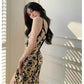 Dress Women's Improved Cheongsam Waist Slim Sling Mid-length Skirt Spring and Summer Temperament Was Thin Skirt Sling Dress