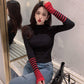 Color Matching Sweater Women's Retro Wild Style Slim Bottoming Sweater Long Sleeve