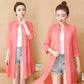 Pure Color Long-sleeved Sun Protection Clothing Women's Mid-length Beach Chiffon Cardigan Thin Coat Fabric Is Light and Breathable