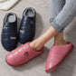 Cotton Slippers Women Winter Indoor Thick-soled Anti-skid Home Couple Models PU Surface Waterproof Warm and Velvet Slippers Men's Slippers