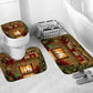 Christmas Bathroom Supplies Christmas Floor Mats Four-piece Toilet Waterproof Shower Curtain Fabric Christmas Shower Curtain Toilet Supplies