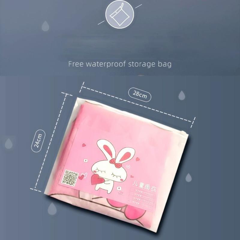 Rain Coat for Kid Pink Rabbit Lovely Waterproof Clothes Children Suit 90-155cm Windproof Hooded Cartoon Printed Raincoats