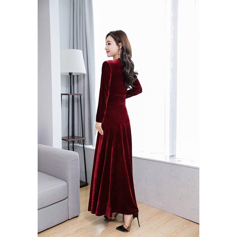 Long Slim Long Sleeve Plus Size Cheongsam Women's Long Skirt Fashion Woman Swing Dress